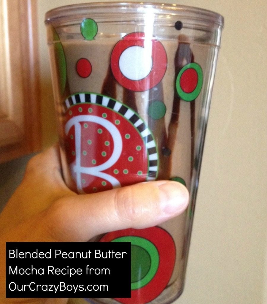 This is my favorite recipe for a blended peanut butter mocha, made with coffee ice cubes. It's peanut butter heaven–so delicious.