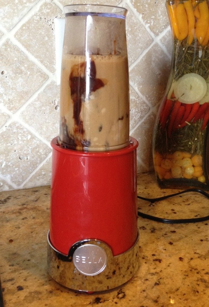 This is my favorite recipe for a blended peanut butter mocha, made with coffee ice cubes. It's peanut butter heaven–so delicious.