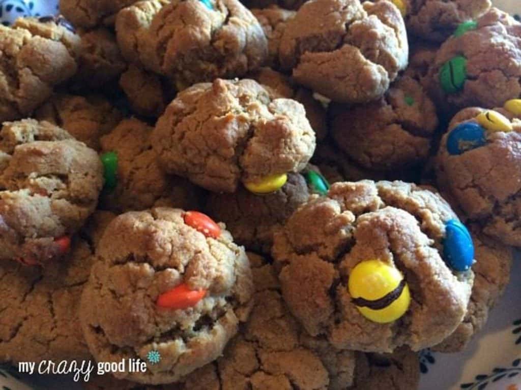 baked cookies with m&ms