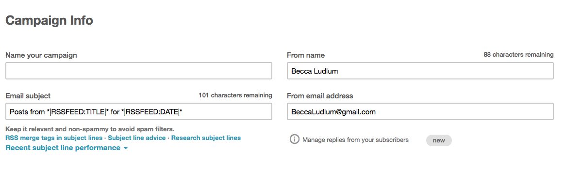 How to set up MailChimp RSS to email