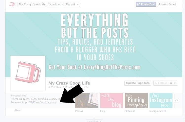 Add a link to your Facebook Page About section