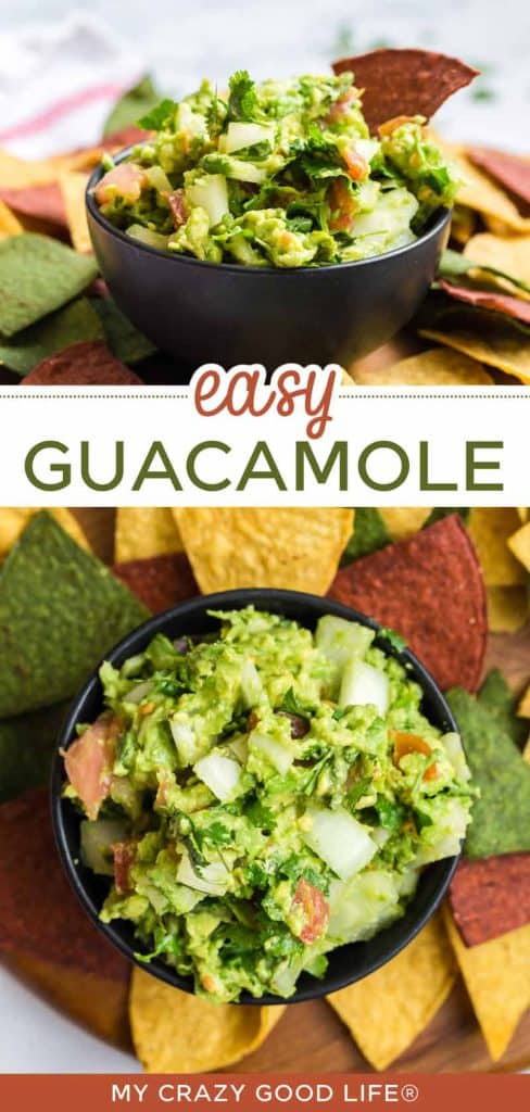 images and text of Easy Guacamole Recipe for pinterest