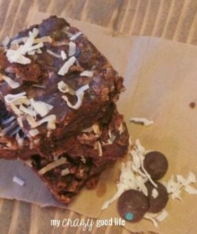 These coconut brownies have no flour, no refined sugar, and 14% of your daily fiber! SweetLeaf stevia sweetener replaces the sugar in this delicious treat.