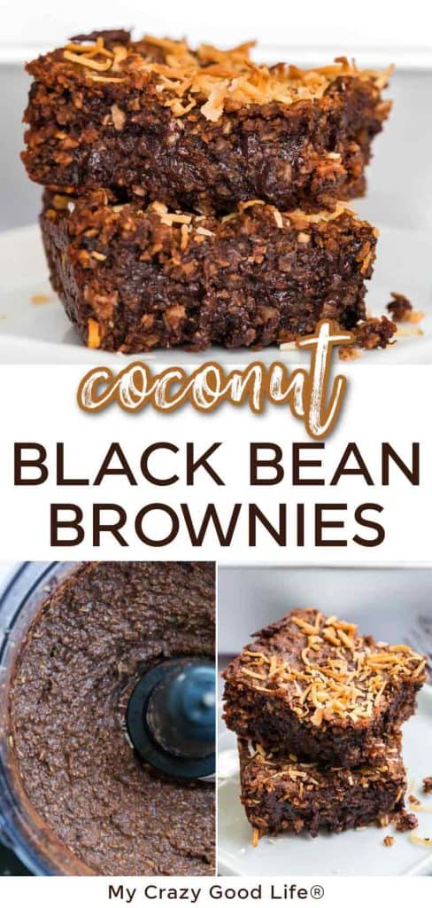 three images and text for pinterest showing Healthy Coconut Brownies