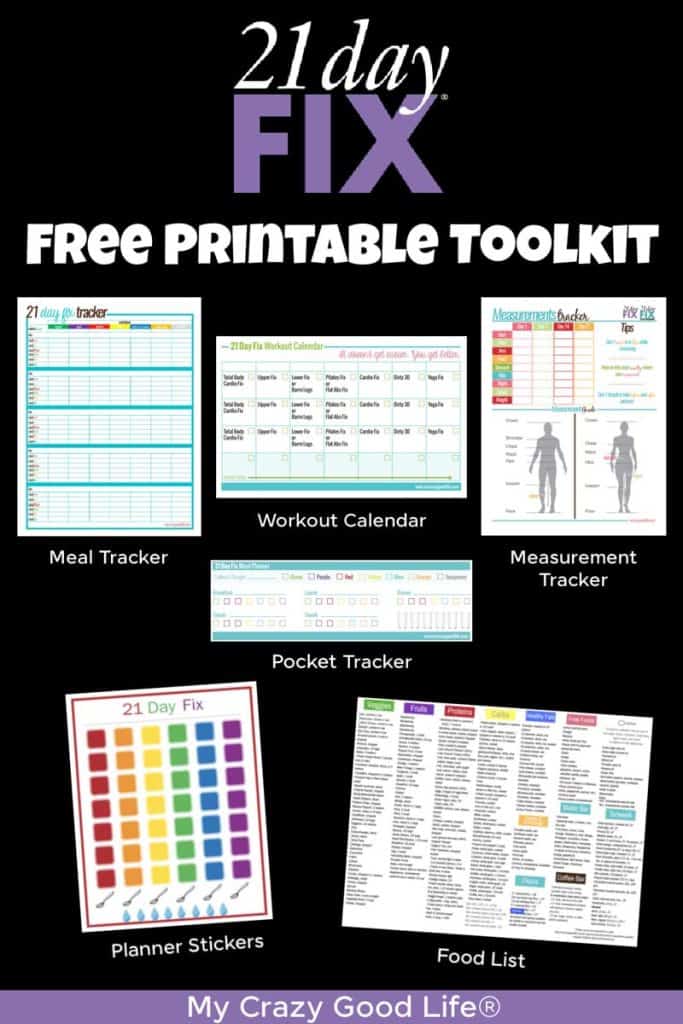 images and text of free 21 day fix printables for pinterest