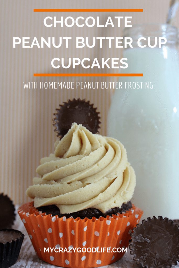 Chocolate Peanut Butter Cup capcakes with homemade peanut butter frosting
