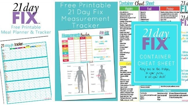 Free Printable 21 Day Fix Measurement Tracker