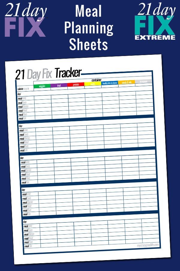 Free Printable 21 Day Fix Meal Planning Sheets | My Crazy Good Life