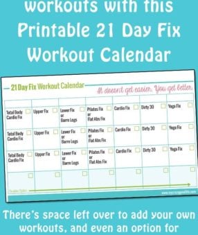 This free printable 21 Day Fix workout calendar can be printed as many times as you need so you're not marking up your book to keep track of your workouts! Stay focused on the 21 Day Fix with my free printables!