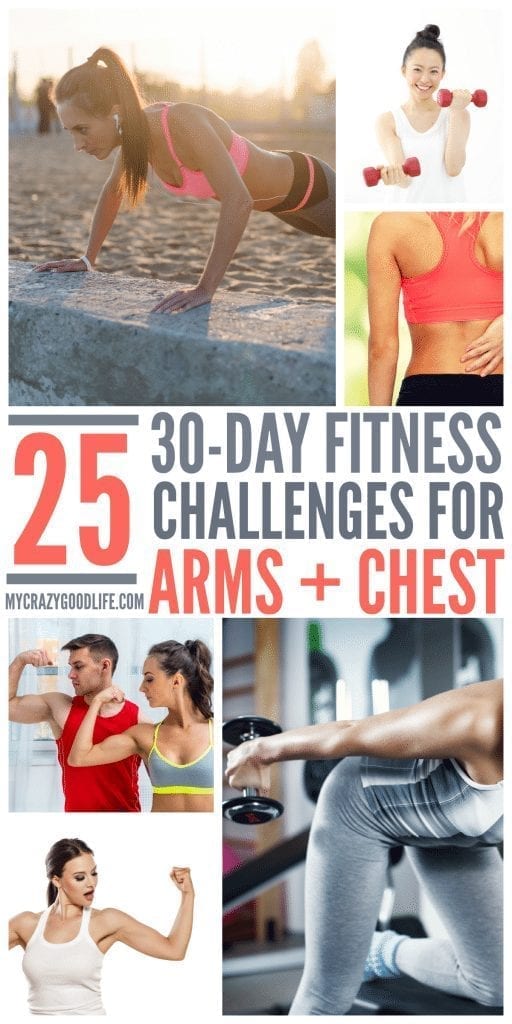 These 30 Day Chest and Arm Workout Challenges are great for getting into shape fast! Get fit with this list of 30 day challenges for your chest and arms muscles!