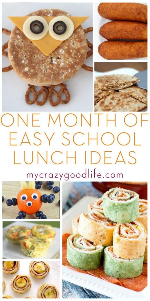 One month of easy school lunch ideas
