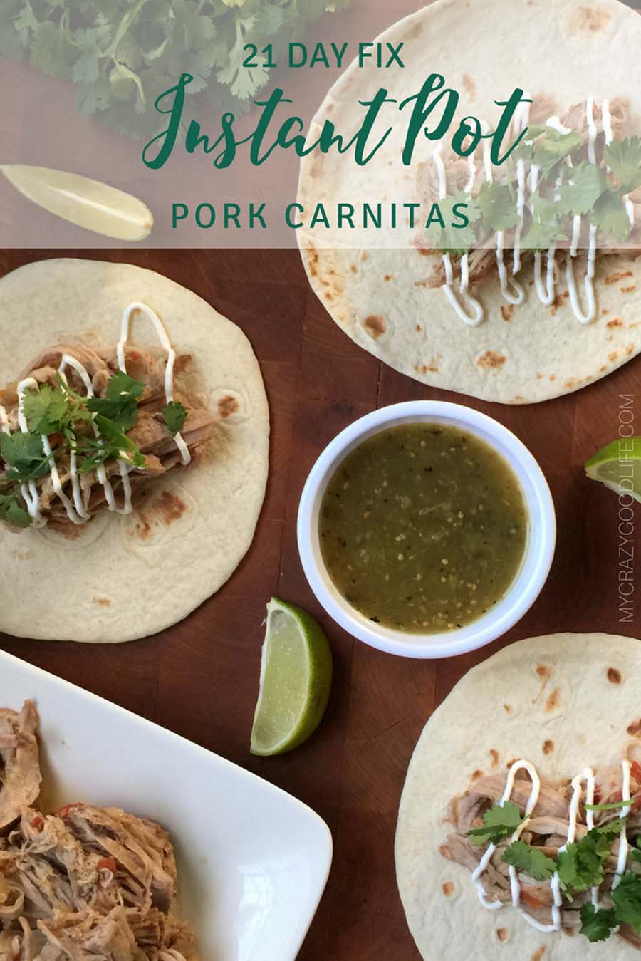 The most popular recipe on my site is this Crock Pot Pork Carnitas recipe! It's a spicy carnitas recipe that your family will love! We make carnitas tacos, and for leftovers I always make carnitas enchiladas! #crockpot #slowcooker #carnitas #healthy