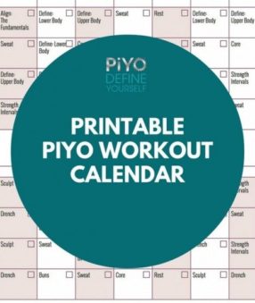Printable PiYo Workout Calendar: Regular Version