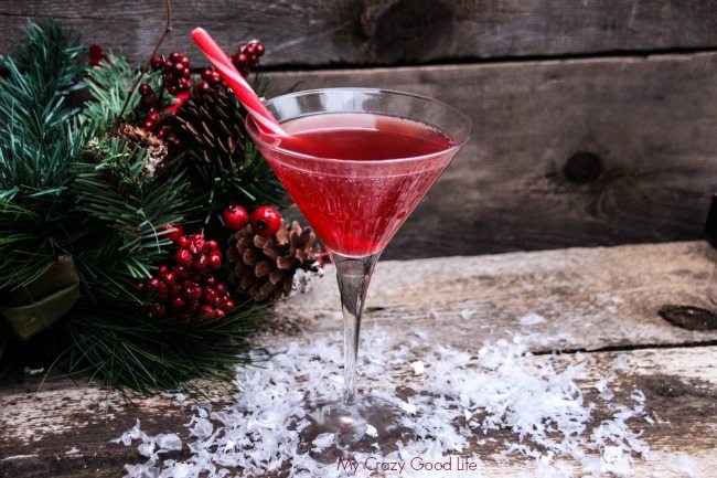 Ingredients for Mrs. Claus' Mint Cherry Martini