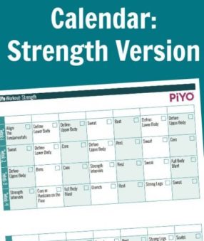 This free printable PiYo workout calendar can be printed as many times as you need! Don't mark up your new PiYo book–use these instead to track your workouts!