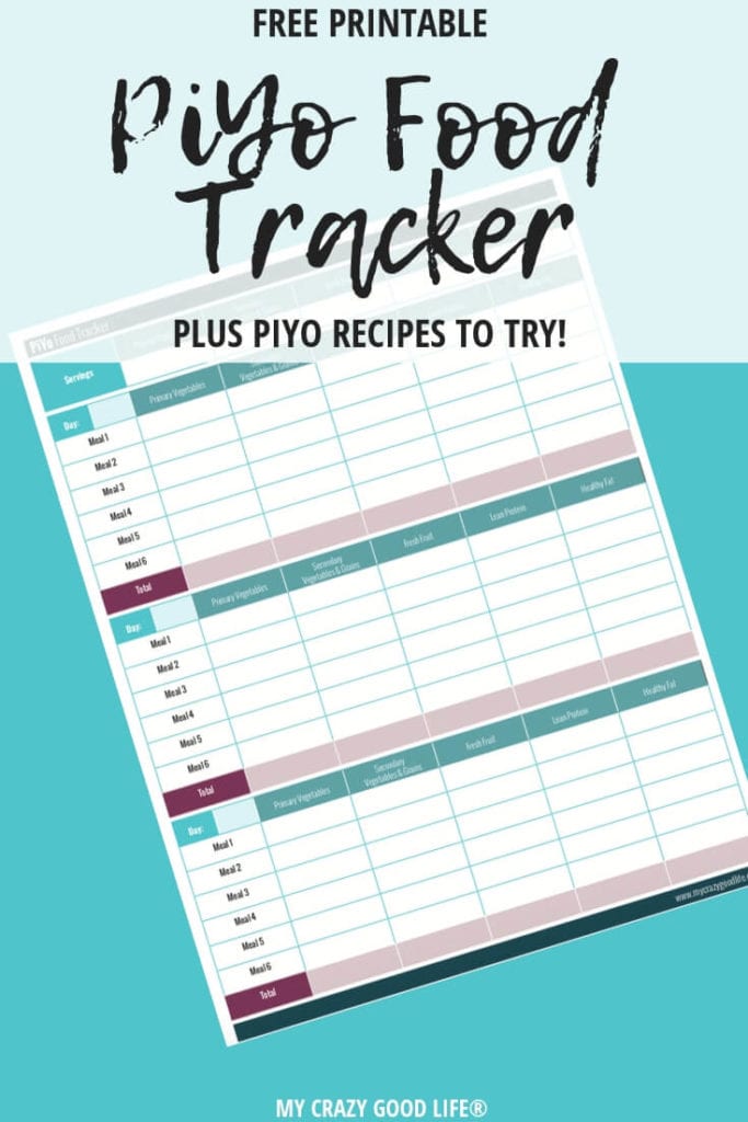 free printable piyo food tracker piyo recipes my crazy good life