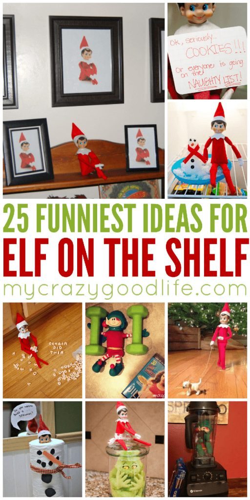 25 of the funniest Elf on the Shelf ideas for this season! It's not something to do every night, but sometimes you want a fun idea for your self. These are perfect Elf on the Shelf tricks for your family. Elf on the Shelf | Funniest Elf on the Shelf | Elf on the Shelf Ideas | Funny Elf on the Shelf Ideas