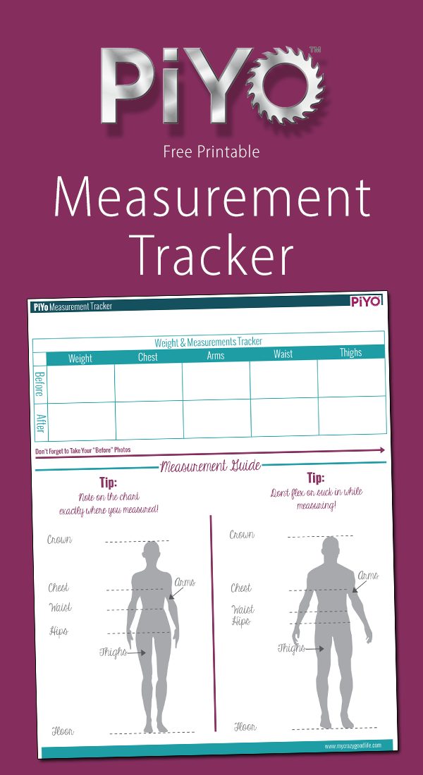 chart free yoga printable Chart Life My Crazy Printable Good  PiYo  Measurement