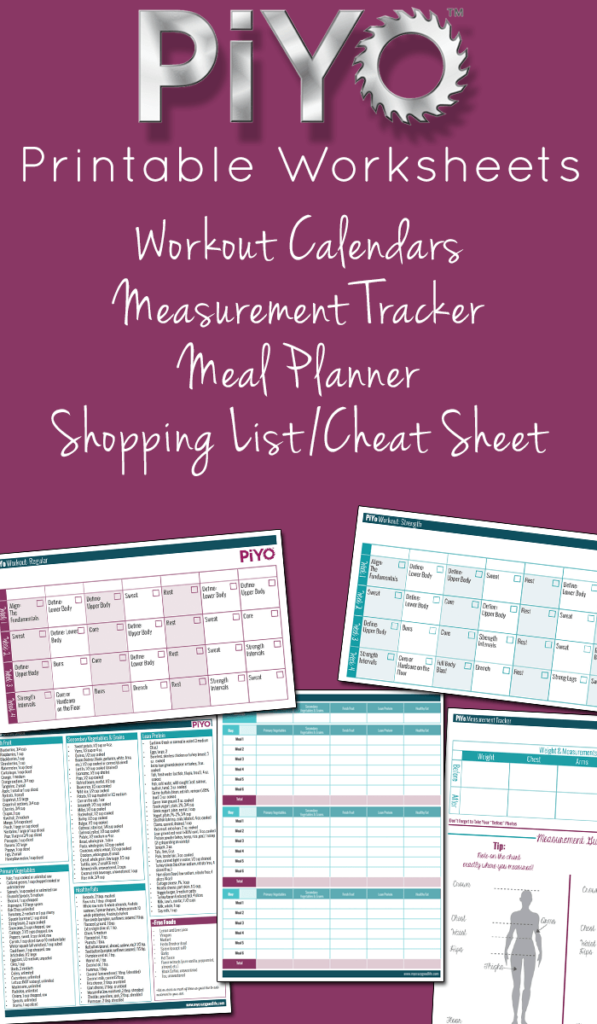 piyo printable worksheets my crazy good life