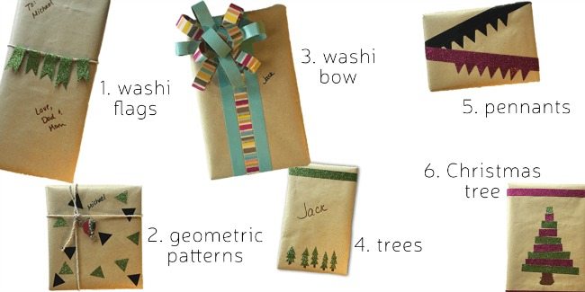 6 ways to gift wrap with washi tape