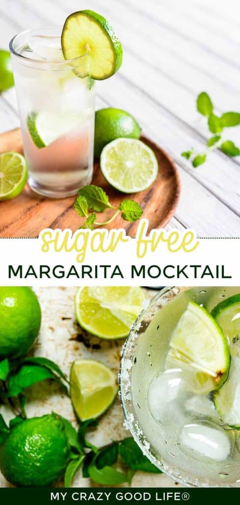 images and text of Sugar Free Margarita Mocktail for pinterest