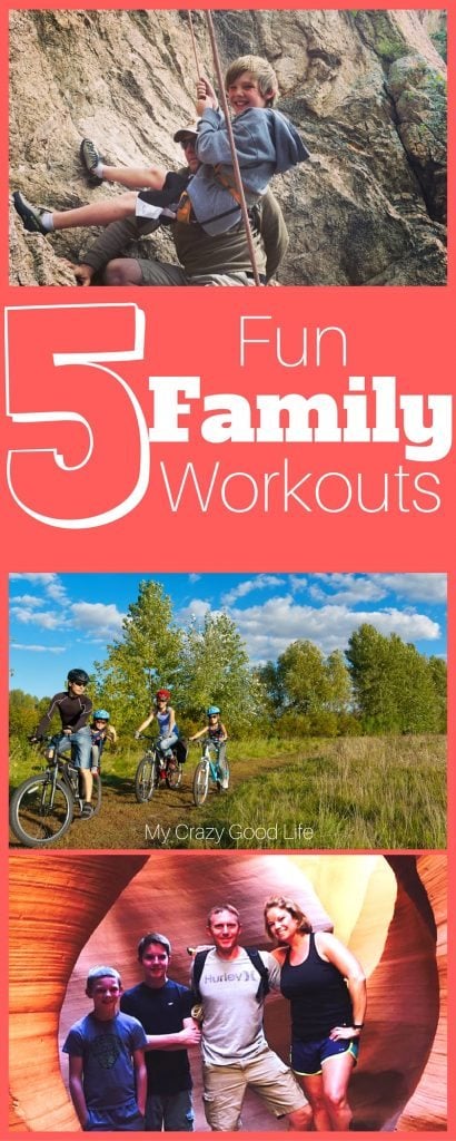 The best way to teach your kids about health and fitness is to show them! Here are five fun family workouts that your entire family can do together: Crossfit, Hiking, Rock Climbing, Biking, and Canoeing. 