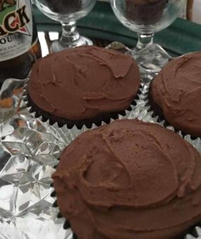 close up of chocolate vegan cupcakes
