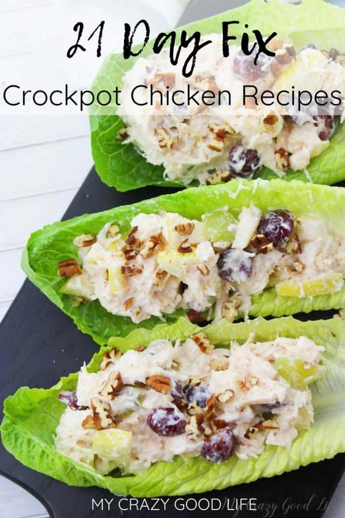 If you're looking for 21 Day Fix chicken crockpot recipes, you're in luck! I've pulled together some of the easiest 21 day fix slow cooker chicken recipes right here! #slowcooker #crockpot #21dayfix #beachbody #chicken #easy #healthy