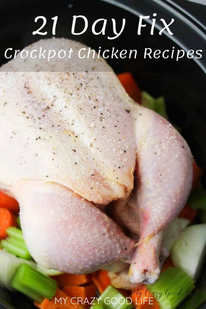 If you're looking for 21 Day Fix chicken crockpot recipes, you're in luck! I've pulled together some of the easiest 21 day fix slow cooker chicken recipes right here! #slowcooker #crockpot #21dayfix #beachbody #chicken #easy #healthy