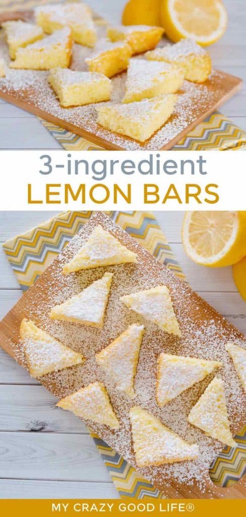 images and text of 3 Ingredient Lemon Bars from Cake Mix for pinterest
