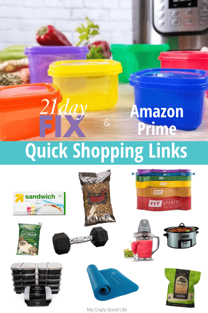 Ready to start the 21 Day Fix? This list of 21 Day Fix Amazon Prime shopping links will same you time and money, and most will be at your door in 2 days!