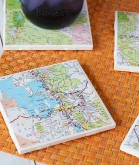 Being a travel lover is hard when there are no trips on the horizon. Fill the travel gap with these DIY Map Coasters, show off your love of travel in style!
