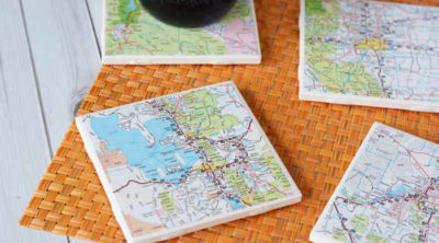 Being a travel lover is hard when there are no trips on the horizon. Fill the travel gap with these DIY Map Coasters, show off your love of travel in style!