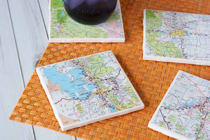 Being a travel lover is hard when there are no trips on the horizon. Fill the travel gap with these DIY Map Coasters, show off your love of travel in style!