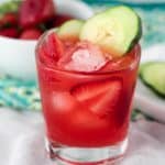 Strawberry Cucumber Margarita in glass cup