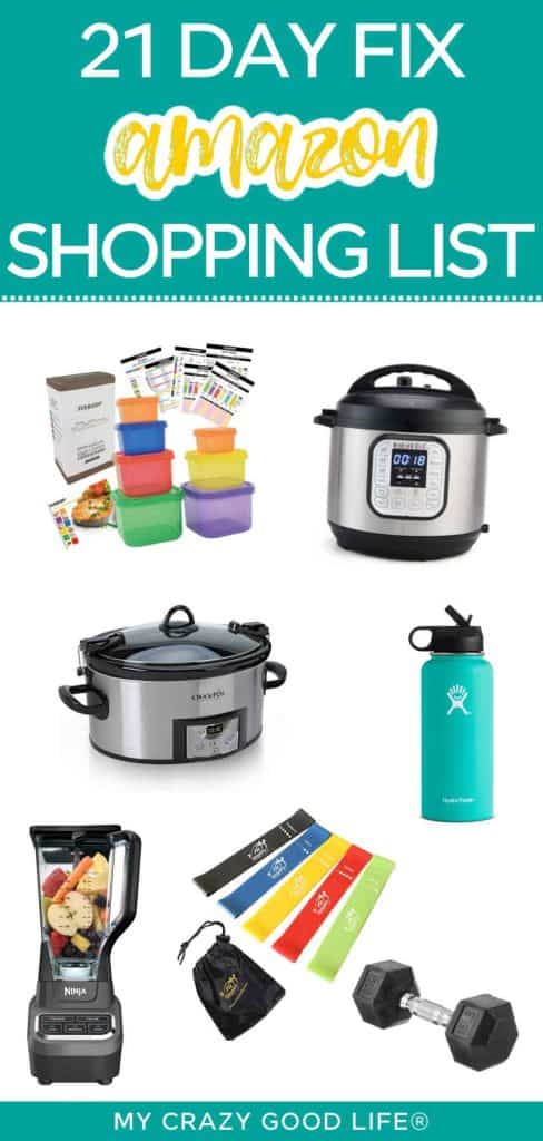 21 day fix containers, crock pot, instant pot, hydroflask, resistance bands, blender, dumbbell