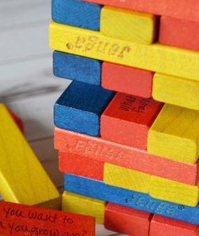 Turn your boring, regular game into an amazingly entertaining DIY Family Jenga! Everyone will be thinking, moving, and laughing before you know it!