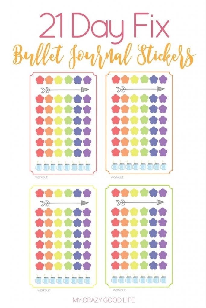 These free 21 Day Fix Bullet Journal Stickers are the easiest way to keep track of your 21 Day Fix meals! 