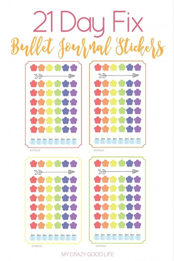 These free 21 Day Fix Bullet Journal Stickers are the easiest way to keep track of your 21 Day Fix meals! 