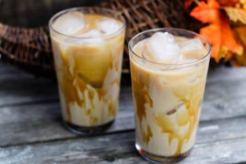 This Bourbon & Pumpkin Pie Iced Coffee is the perfect drink for fall! Served it iced or warm for those chilly fall evenings. It's the perfect amount of pumpkin! 