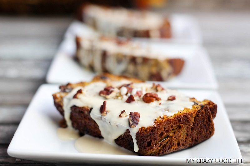 Make some Banana Pumpkin bread with Chocolate Chips, it's bread...disguised as dessert! The Baileys and Bourbon icing takes it the extra, delicious, mile! 