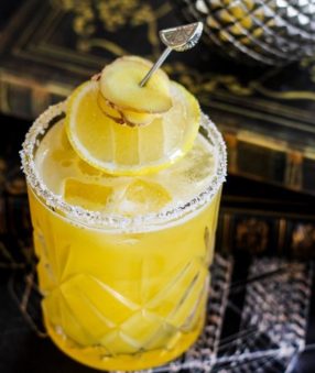 This Ginger Whiskey Bourbon Cocktail is not only beautiful, it's tasty! This one cocktail will be a hit for your next party or gathering as well!