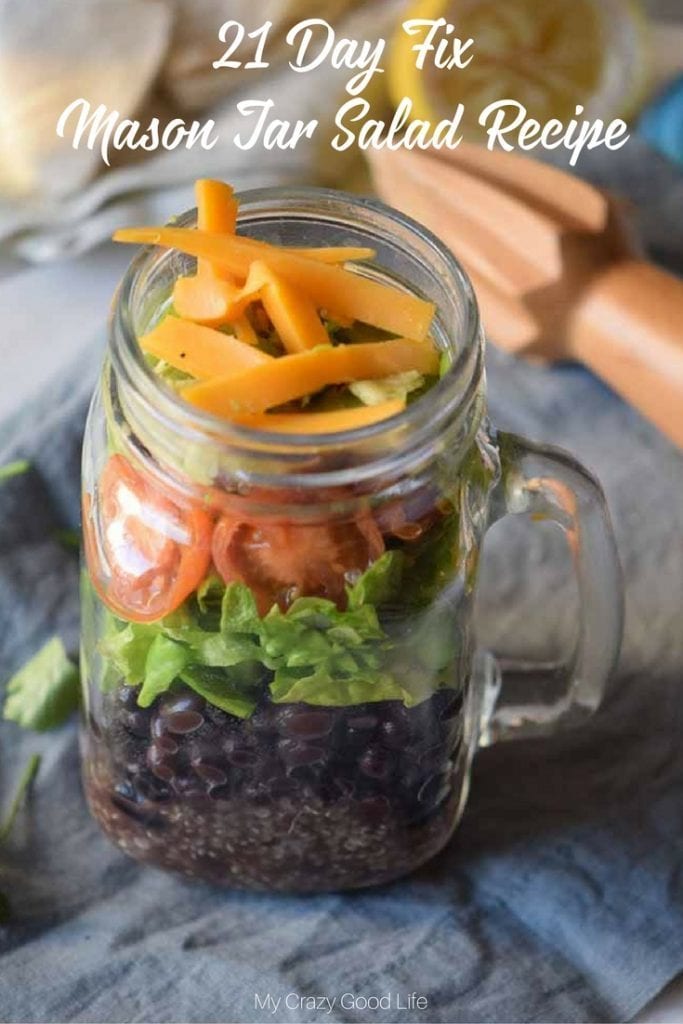 This 21 Day Fix Mason Jar Salad uses quinoa and black beans for extra protein, and can be customized any way you'd like!