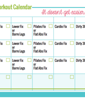 This 21 Day Fix Workout Schedule is a free printable to help you keep track your progress–cross off the days as you go, and print another when you need it!
