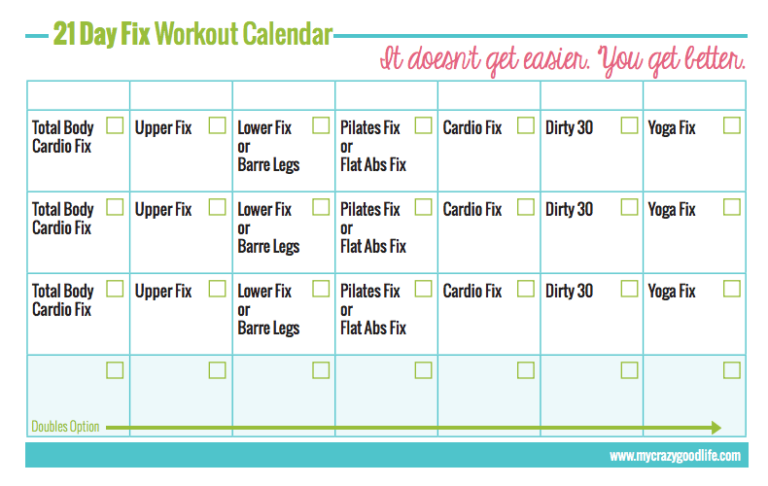 21 Day Fix Workout Schedule