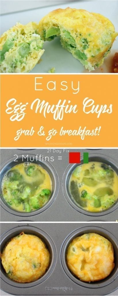 These easy egg muffin cups are full of protein and veggies and you can prep ahead on the weekend. A great 21 Day Fix friendly breakfast!