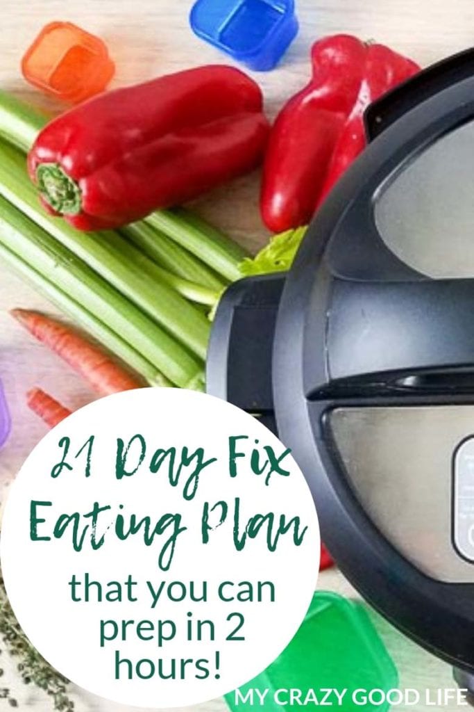 21 day fix containers, fresh veggies, and an Instant Pot