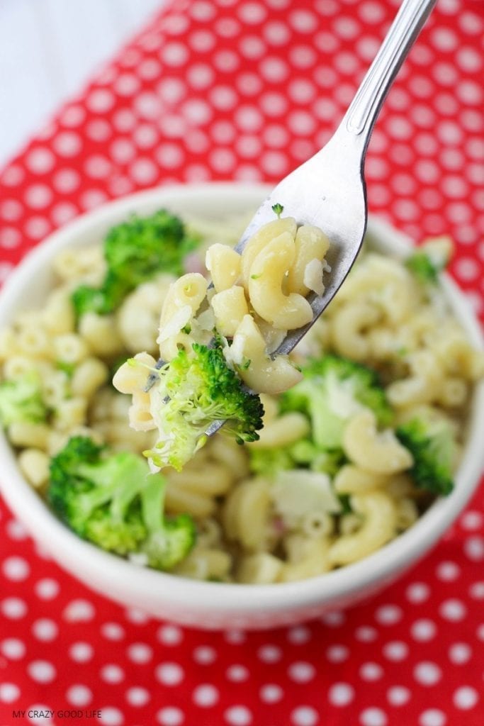 One of our favorite backyard barbecue recipes is this easy to make Parmesan Pasta Salad with Broccoli. It's perfect for bringing to a pot luck or baby shower!