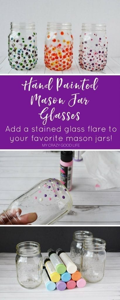 Make yourself some painted mason jar glasses for beverages, vases, decoration, or just for fun! It's a fun and easy craft, and they make a great gift! 