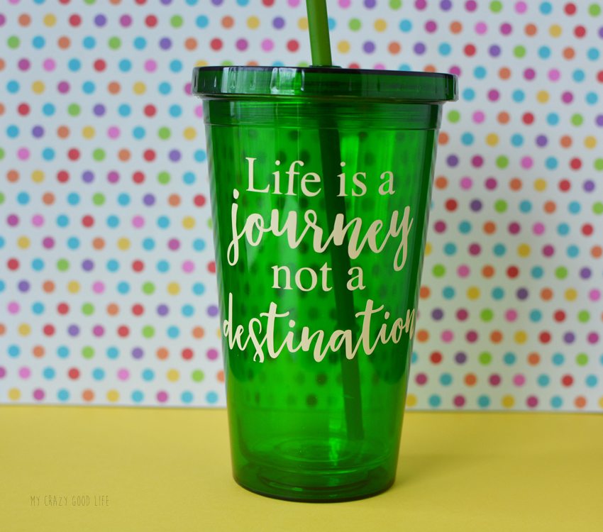 These DIY Vinyl Cups are adorable and versatile. They are a perfect vinyl craft idea to make with a cutting machine! Easily customize with your own sayings. 